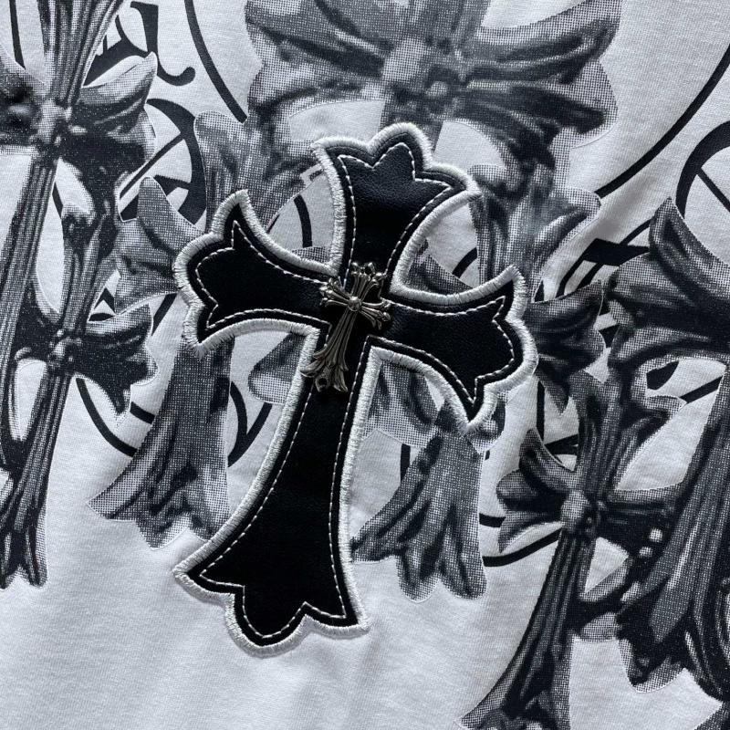 Chrome Hearts Triple Cross 3D Silver Metallic Print Tee – Black / White
