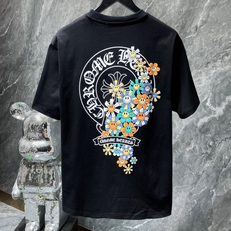 Chrome Hearts x Matty Boy Smiley Daisy Bouquet Horseshoe Tee – Black / White