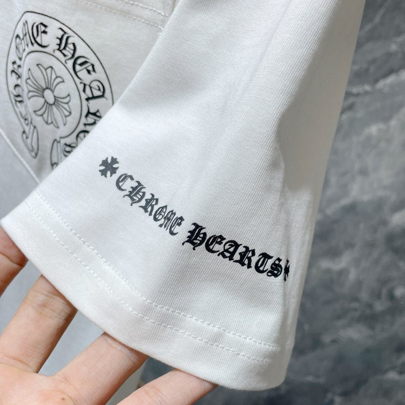 Chrome Hearts Horseshoe Circle Gothic Logo Tee – Black / White