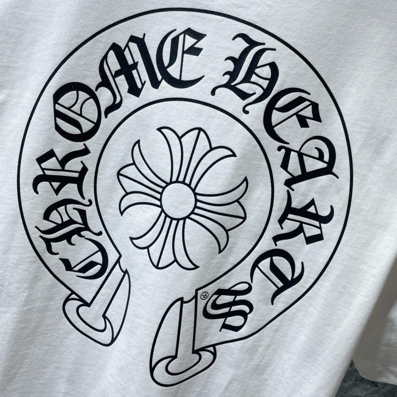 Chrome Hearts Horseshoe Circle Gothic Logo Tee – Black / White