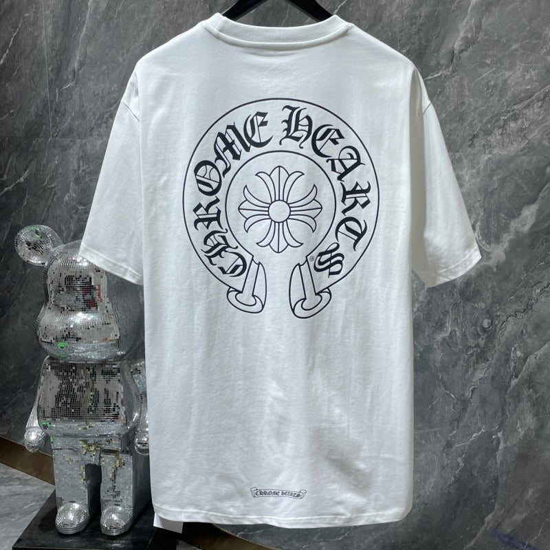 Chrome Hearts Horseshoe Circle Gothic Logo Tee – Black / White