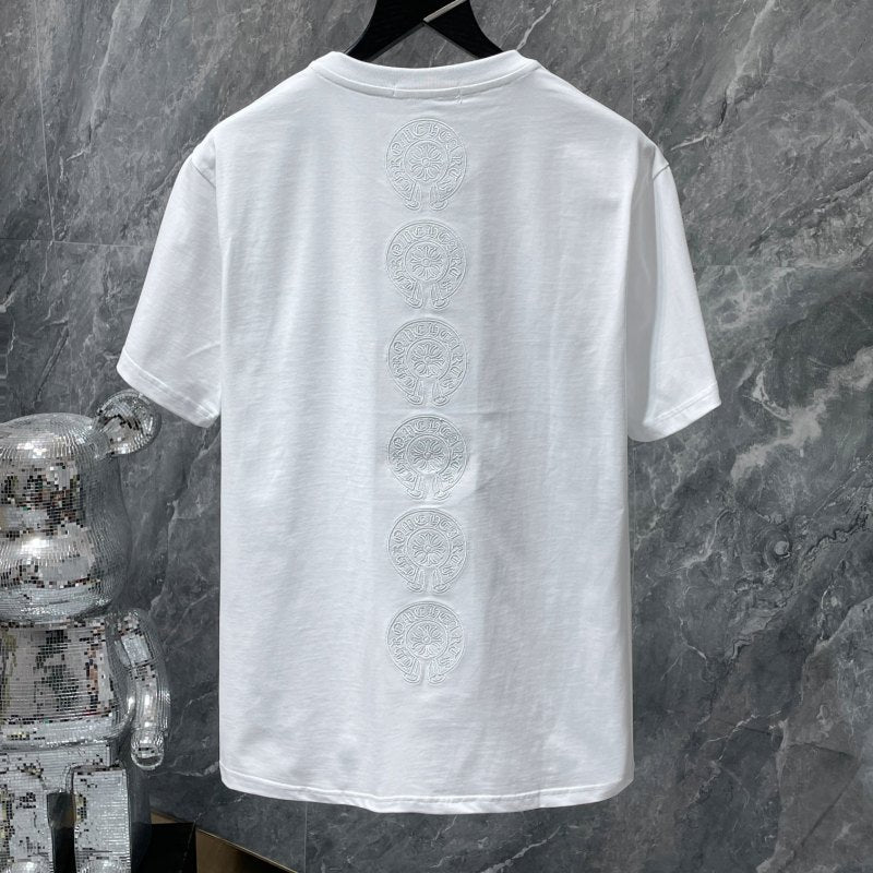 Chrome Hearts Six-Stack Horseshoe Circle Tonal Embroidered Tee – Black / Grey / White