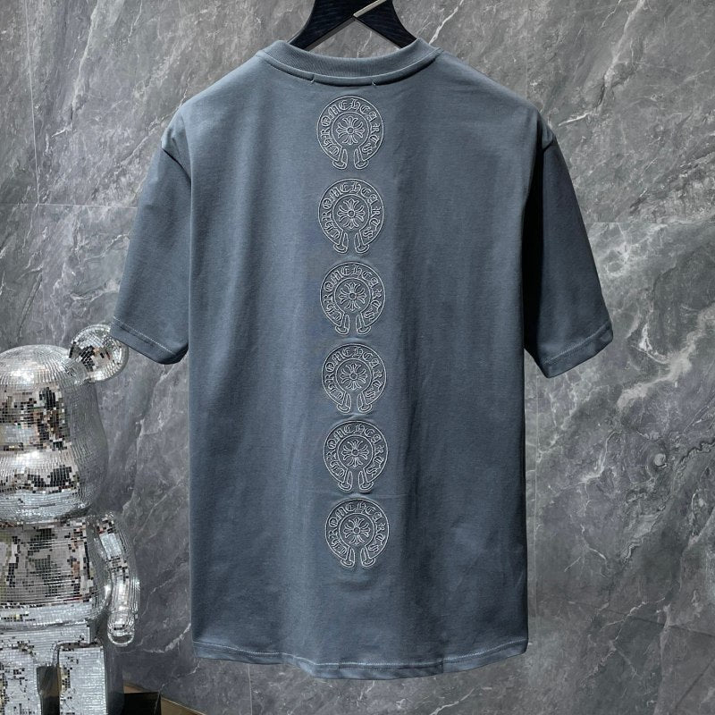 Chrome Hearts Six-Stack Horseshoe Circle Tonal Embroidered Tee – Black / Grey / White