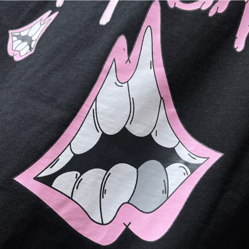 Chrome Hearts x Matty Boy Caution Pink Lips Graphic Tee – White / Black / Gray