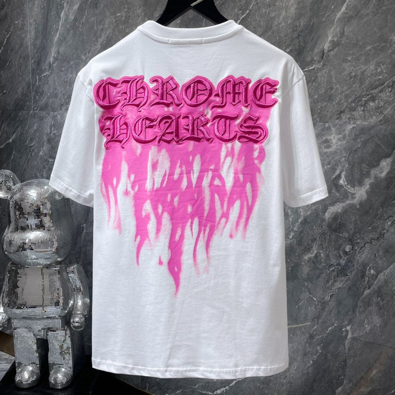Chrome Hearts Green Gothic Flame Drip Graphic Tee – Black / White