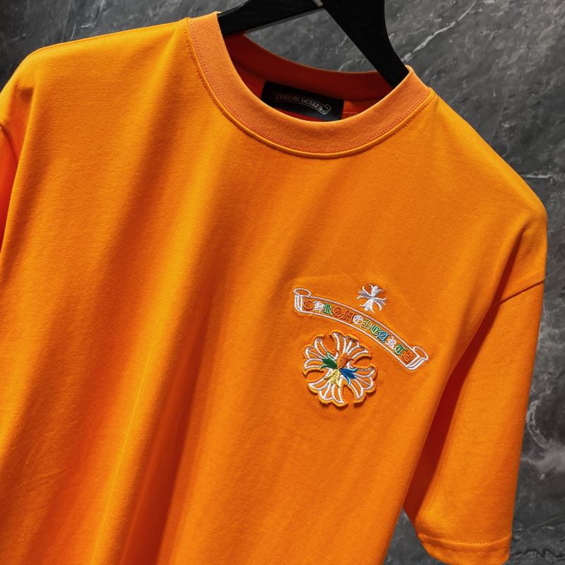 Chrome Hearts Rainbow Horseshoe Cross Embroidered Tee – Orange