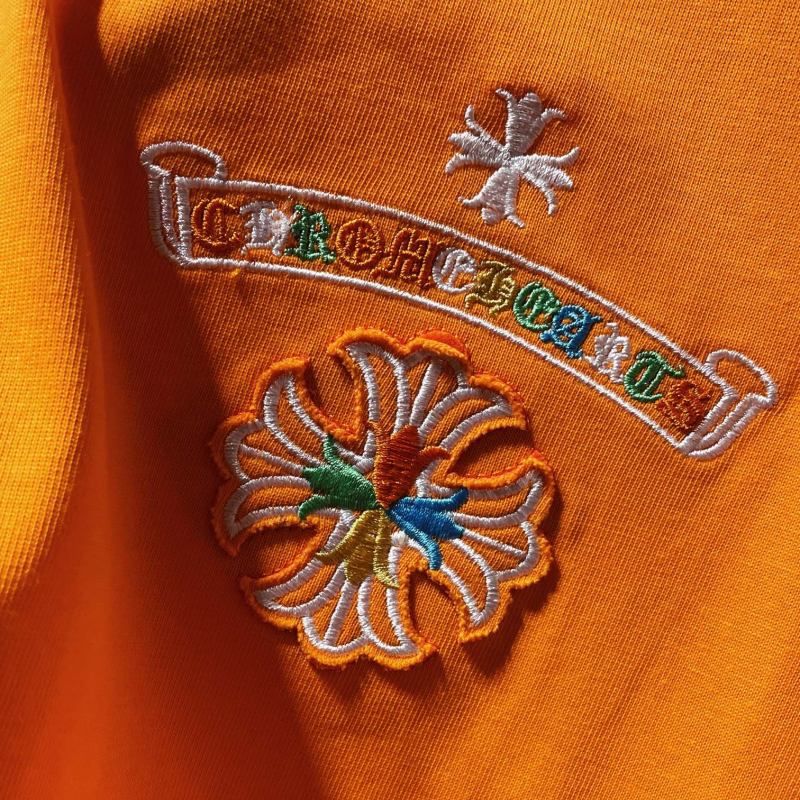 Chrome Hearts Rainbow Horseshoe Cross Embroidered Tee – Orange