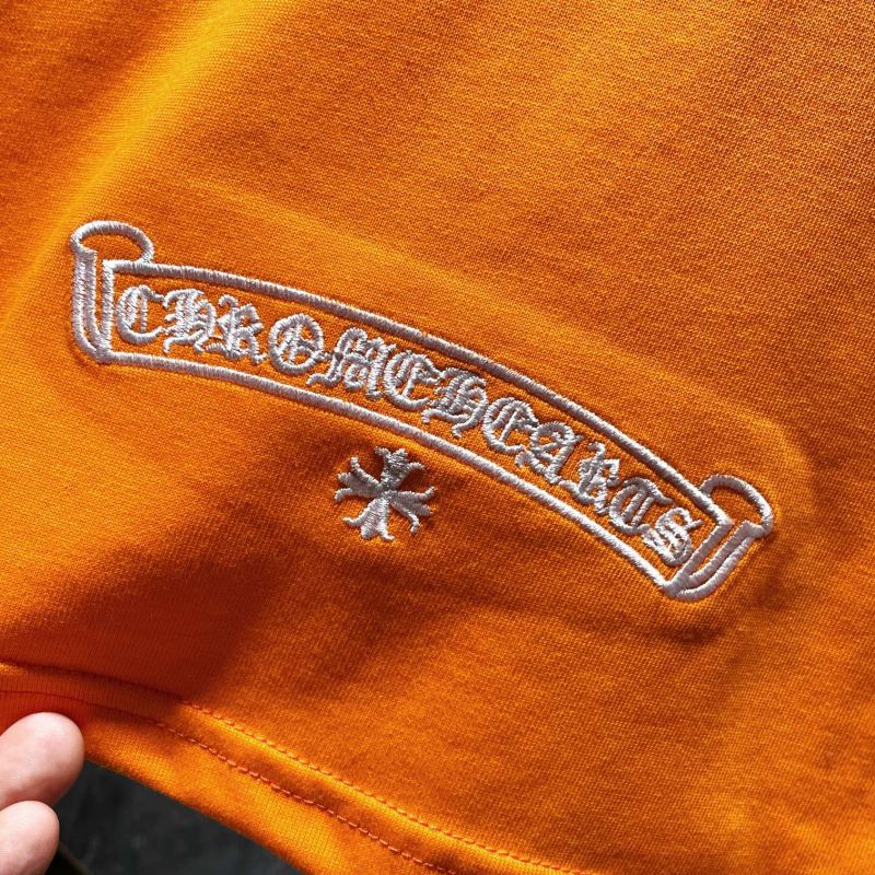 Chrome Hearts Rainbow Horseshoe Cross Embroidered Tee – Orange