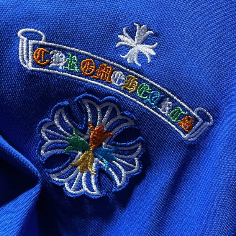 Chrome Hearts Rainbow Horseshoe Cross Embroidered Tee – Blue