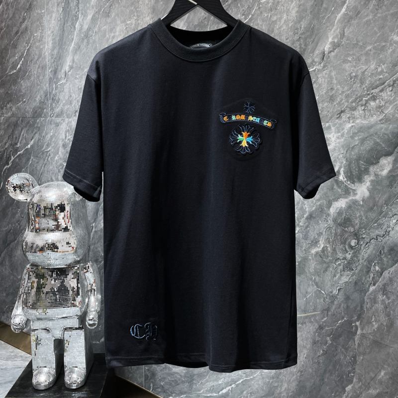 Chrome Hearts Multicolor Gothic Letter Horseshoe Cross Embroidered Tee – Black / White