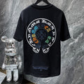 Chrome Hearts Multicolor Gothic Letter Horseshoe Cross Embroidered Tee – Black / White