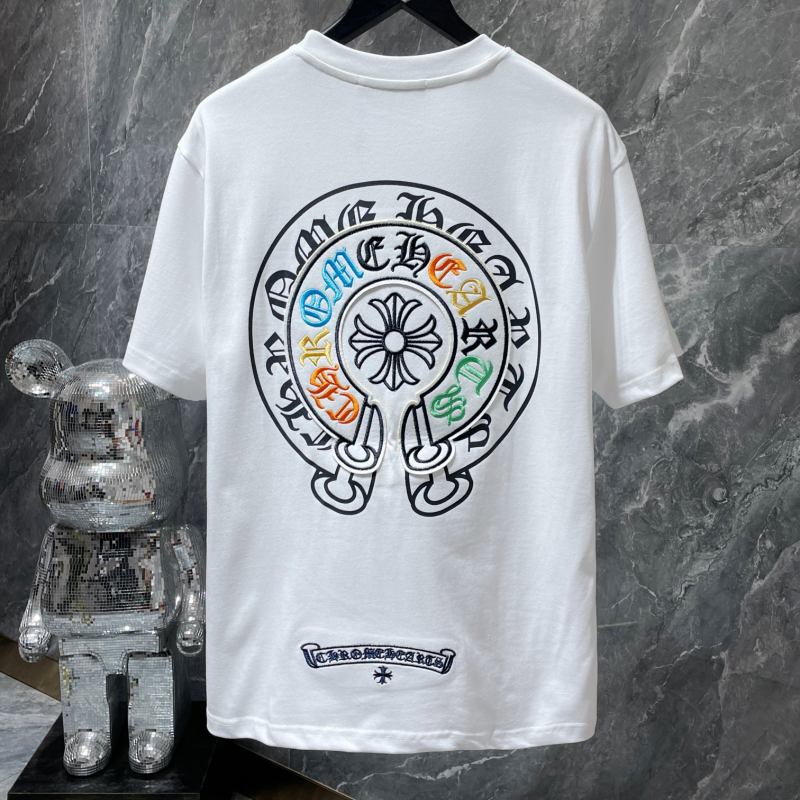 Chrome Hearts Multicolor Gothic Letter Horseshoe Cross Embroidered Tee – Black / White