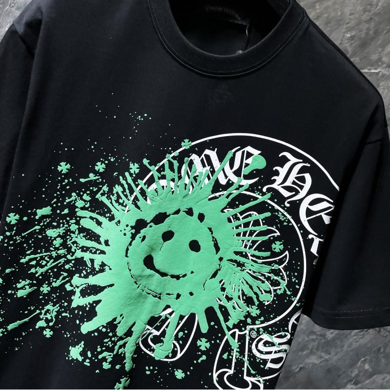 Chrome Hearts x Matty Boy Neon Green Smiley Paint Splash Tee – Black / White