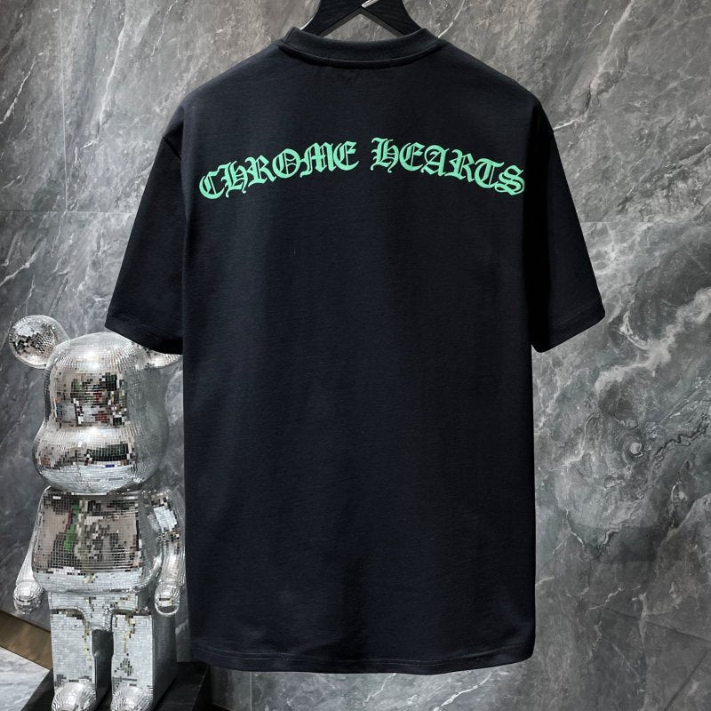 Chrome Hearts x Matty Boy Neon Green Smiley Paint Splash Tee – Black / White
