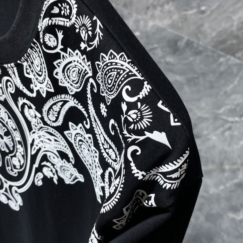 Chrome Hearts Paisley Shoulder Cross Graphic Tee – Black / White