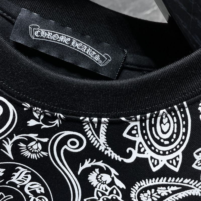 Chrome Hearts Paisley Shoulder Cross Graphic Tee – Black / White