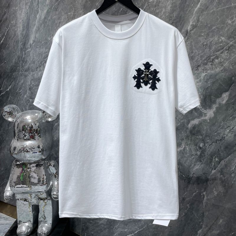 Chrome Hearts Oversized Fleur Cross Appliqué Crystal Stud Tee – Black / White