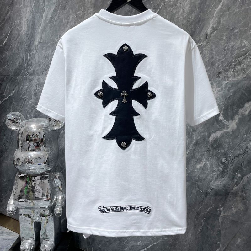 Chrome Hearts Oversized Fleur Cross Appliqué Crystal Stud Tee – Black / White