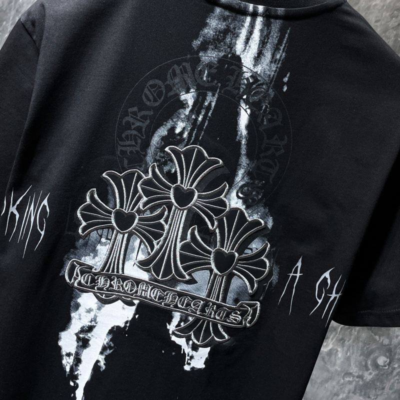 Chrome Hearts Paint Splash Heart Fleur Cross Graphic Tee – Black / White