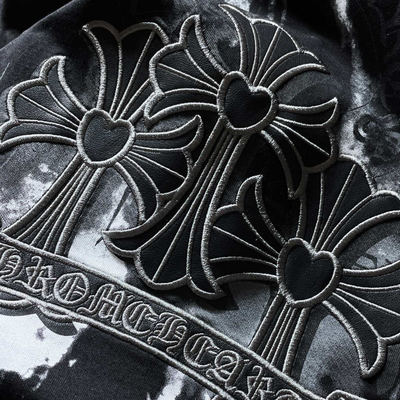 Chrome Hearts Paint Splash Heart Fleur Cross Graphic Tee – Black / White