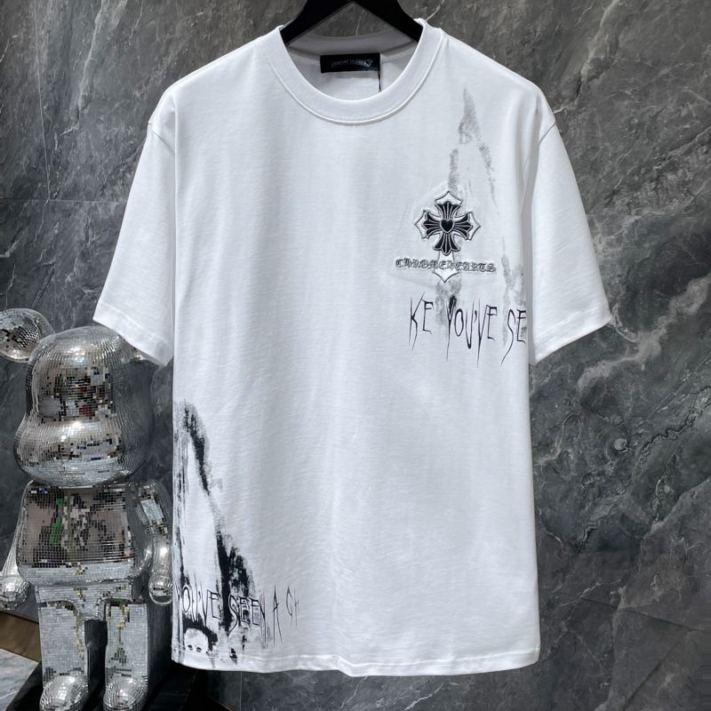 Chrome Hearts Paint Splash Heart Fleur Cross Graphic Tee – Black / White
