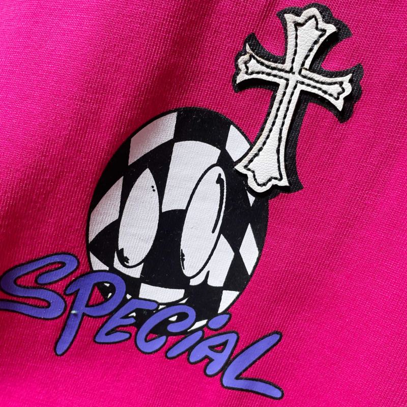 Chrome Hearts x Matty Boy Checkerboard Smiley Spider Web Tee – Rose Red