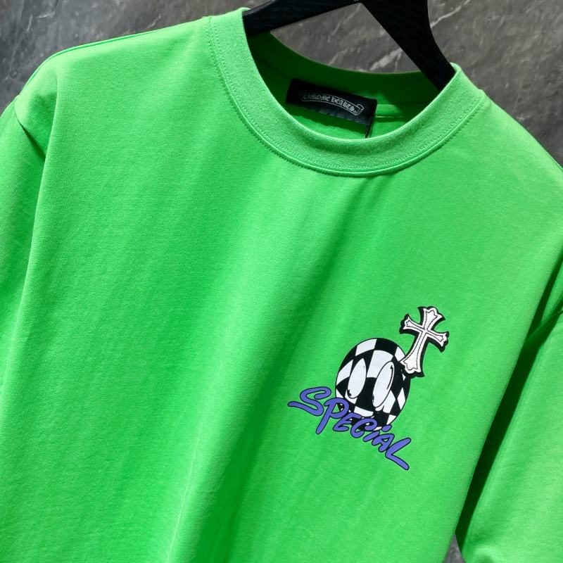 Chrome Hearts Checkered Smiley Barbed Wire Cross Graphic Tee – Green