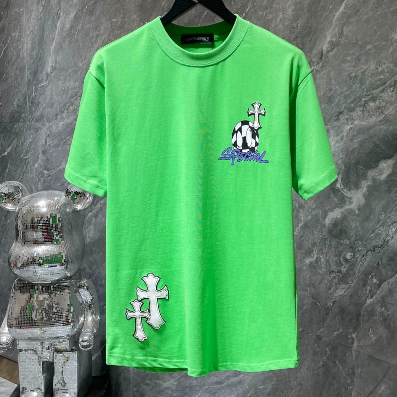 Chrome Hearts Checkered Smiley Barbed Wire Cross Graphic Tee – Green
