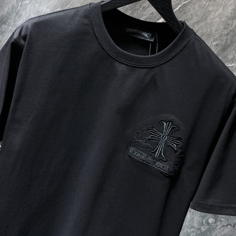 Chrome Hearts Triple Cross Embroidered Graphic Tee – Black / Gray