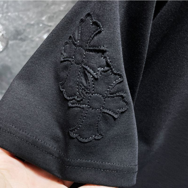 Chrome Hearts Triple Cross Embroidered Graphic Tee – Black / Gray