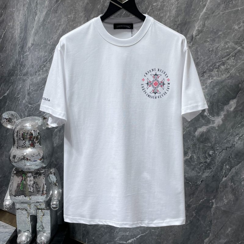 Chrome Hearts Red Rose Cross Medallion Gothic Circle Tee – Black / White