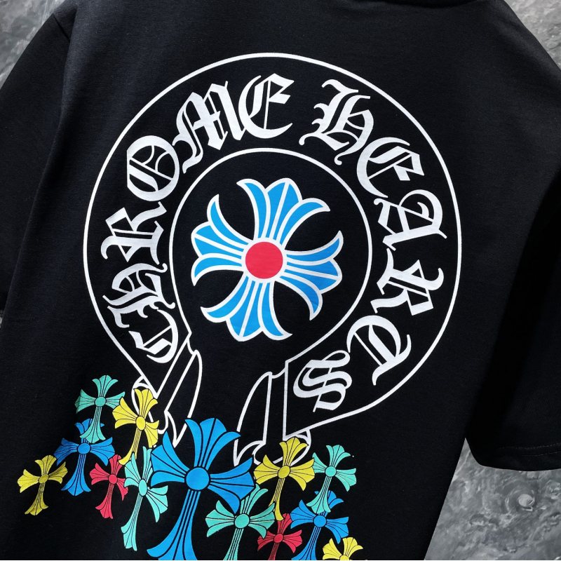 Chrome Hearts Rainbow Cross Circle Gothic Graphic Tee – Black / White