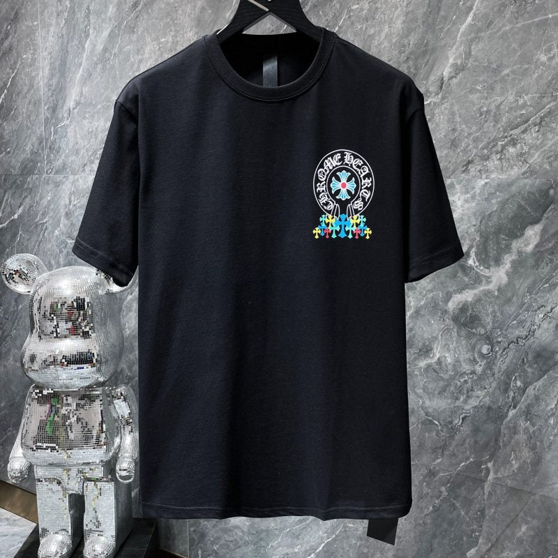 Chrome Hearts Rainbow Cross Circle Gothic Graphic Tee – Black / White