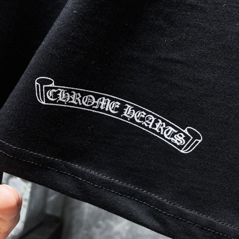 Chrome Hearts Rainbow Cross Circle Gothic Graphic Tee – Black / White