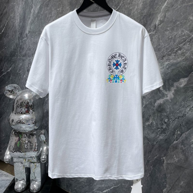 Chrome Hearts Rainbow Cross Circle Gothic Graphic Tee – Black / White