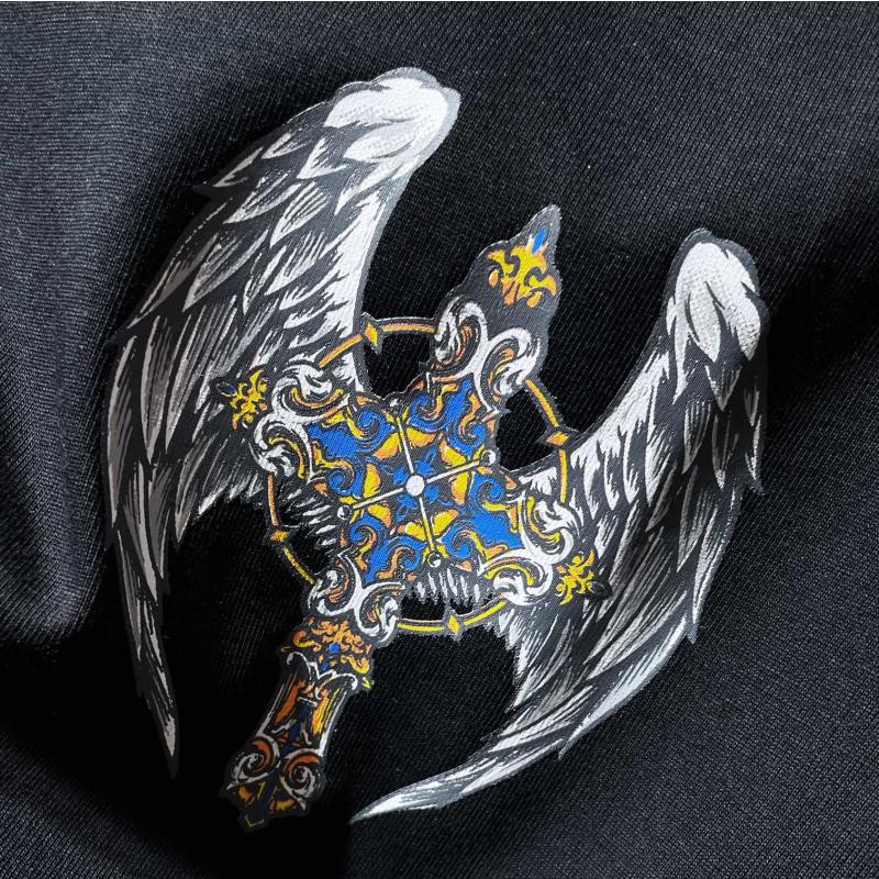 Chrome Hearts Angel Wings Ornate Cross Graphic Tee – Black / White