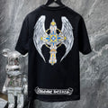 Chrome Hearts Angel Wings Ornate Cross Graphic Tee – Black / White