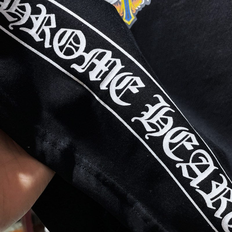 Chrome Hearts Angel Wings Ornate Cross Graphic Tee – Black / White