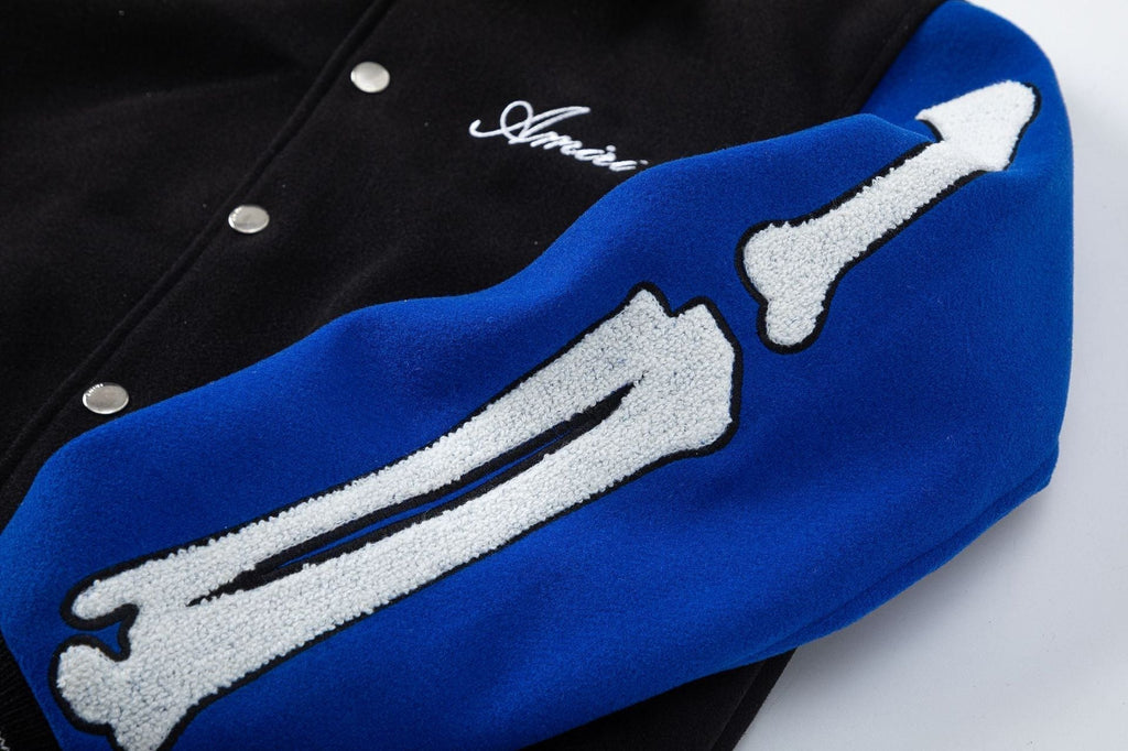 AMIRI Bone Embroidered Baseball Jacket – Loose Fit Streetwear