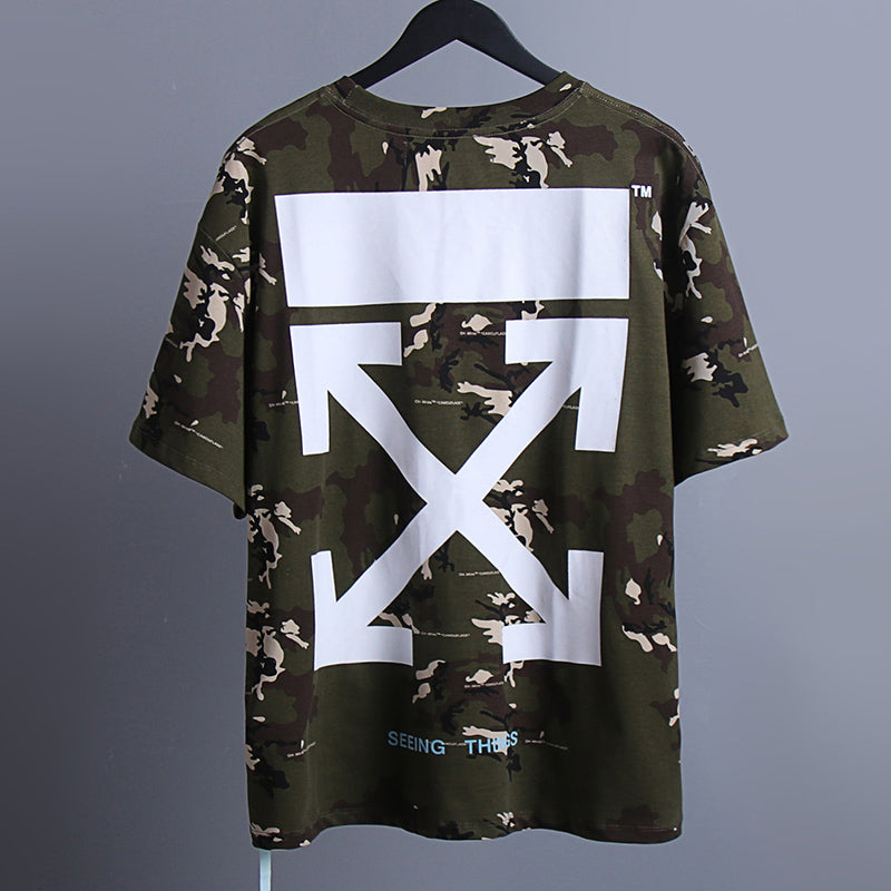 OFF-WHITE "Seeing Things" Camo Arrow Graphic T-Shirt