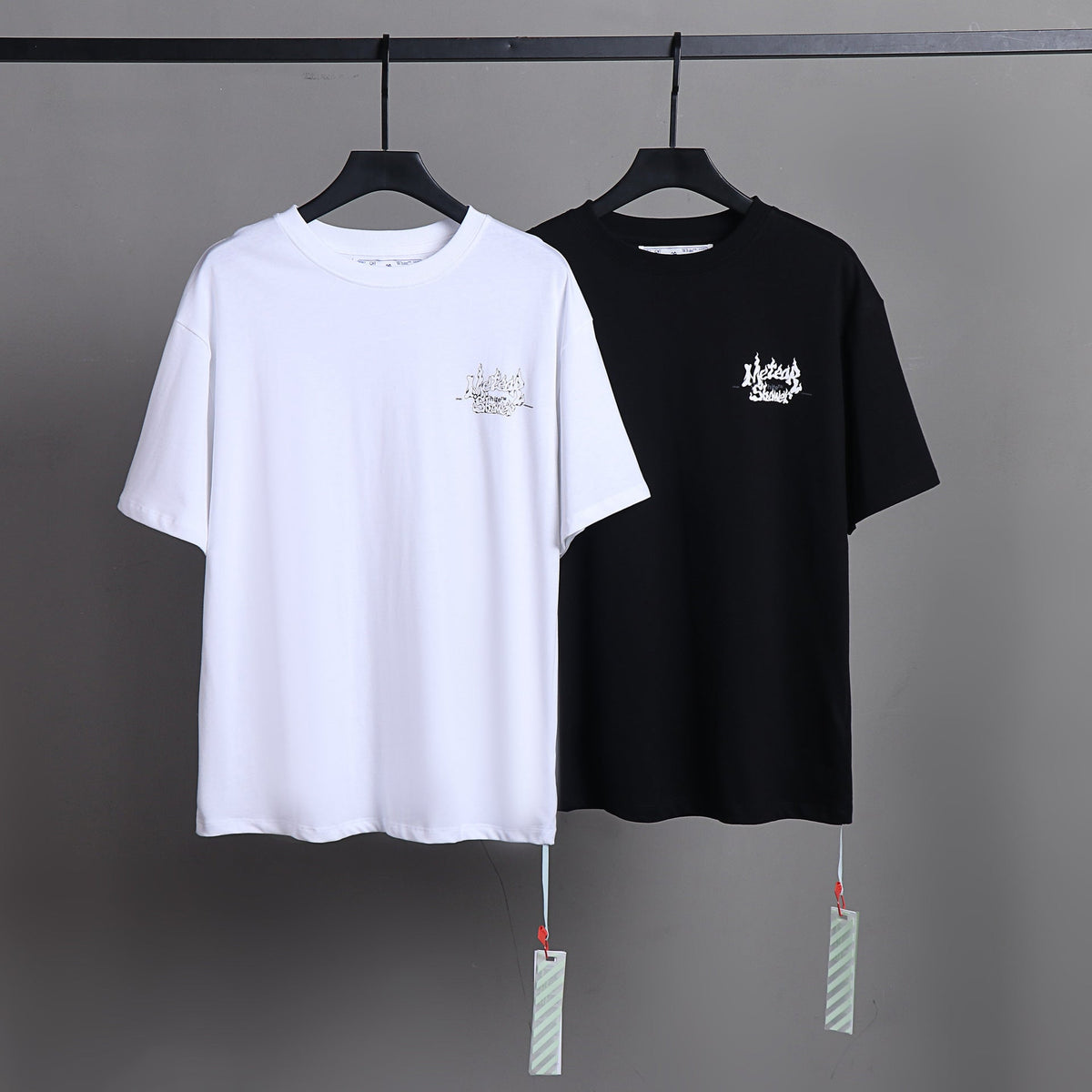 OFF-WHITE "No Fear" Flame Gothic Graphic T-Shirt