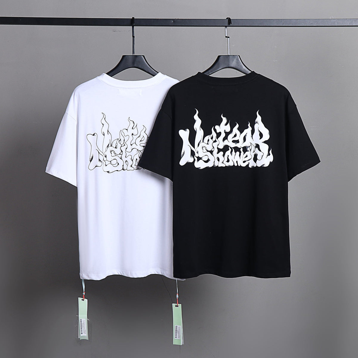 OFF-WHITE "No Fear" Flame Gothic Graphic T-Shirt