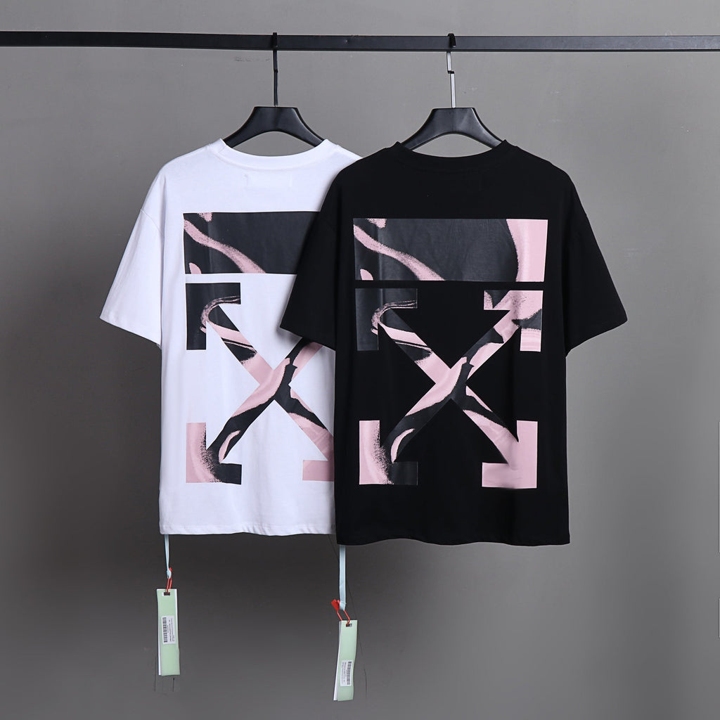 OFF-WHITE Pink Brushstroke Arrow Graphic T-Shirt