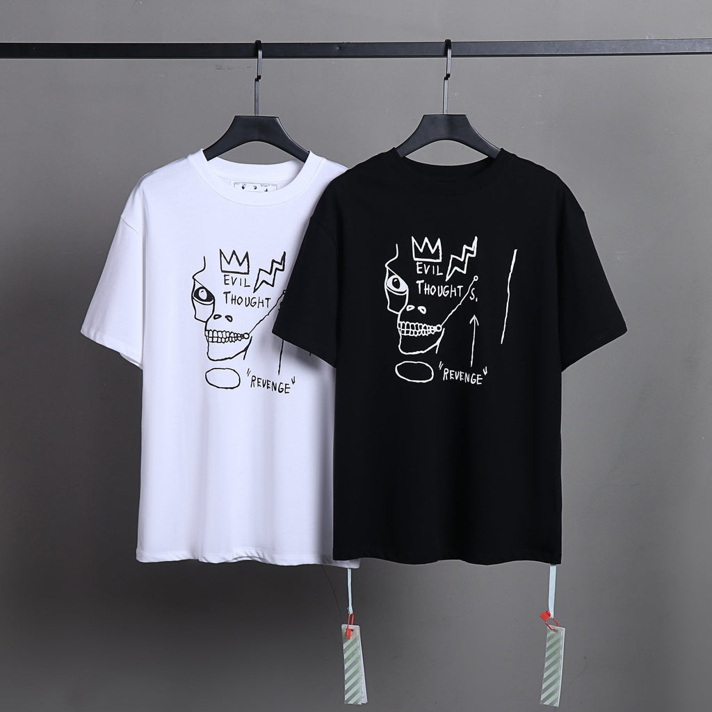 OFF-WHITE 'Evil Thoughts' Basquiat Skull Graphic T-Shirt