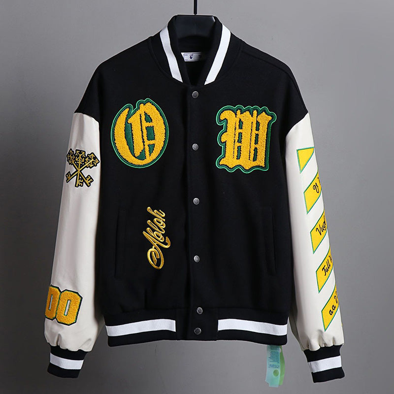 OFF WHITE Baseball Jacket – Classic Streetwear Edition