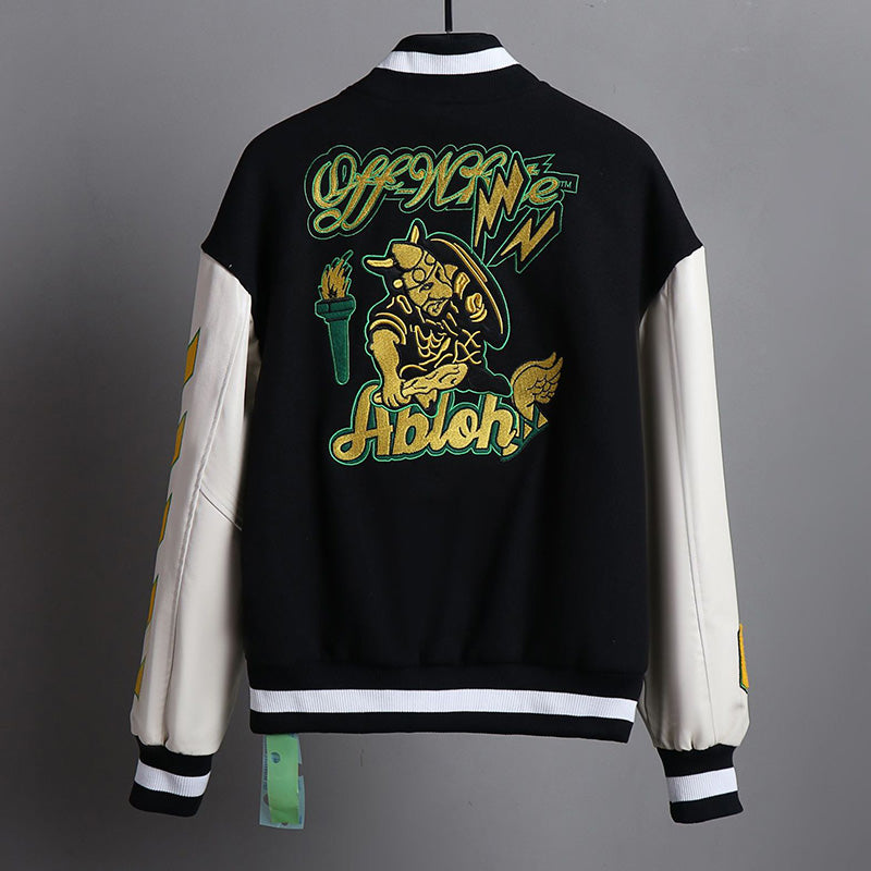 OFF WHITE Baseball Jacket – Classic Streetwear Edition