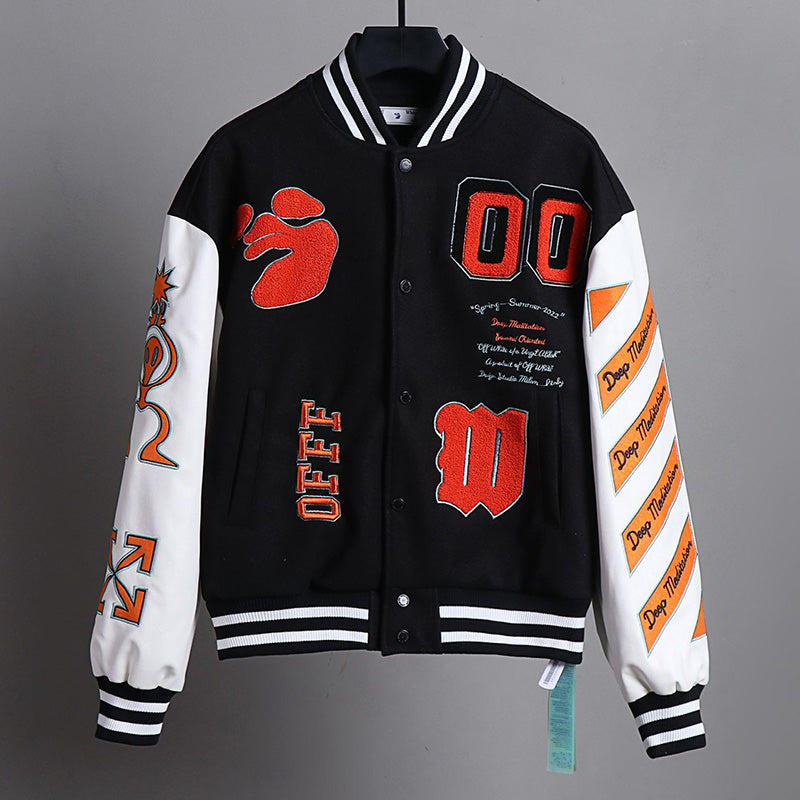 OFF WHITE Baseball Jacket – Signature Loose Fit