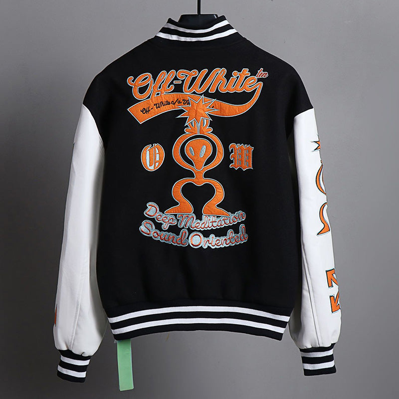 OFF WHITE Baseball Jacket – Signature Loose Fit