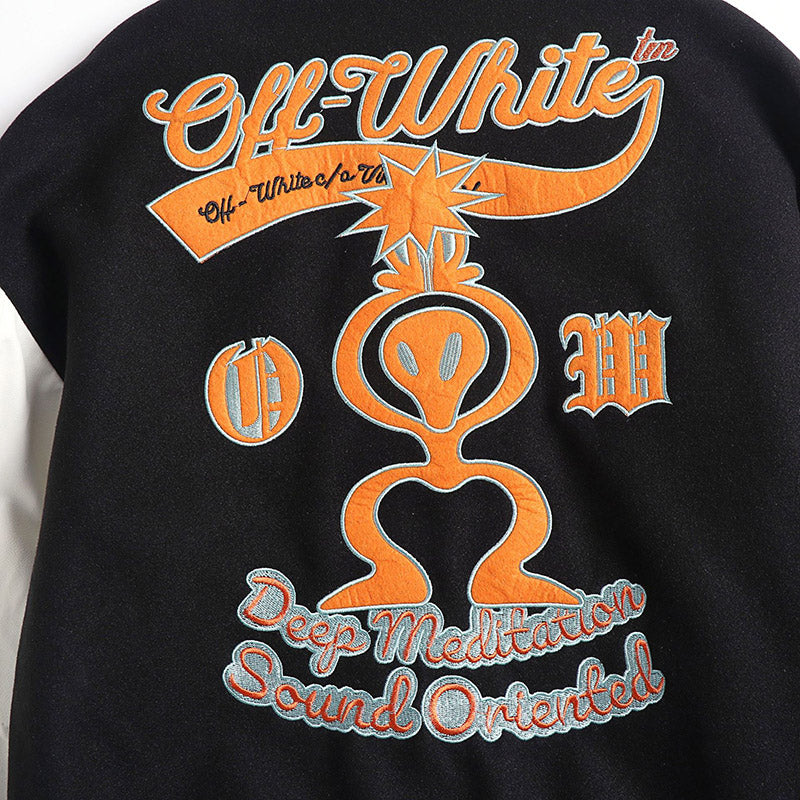 OFF WHITE Baseball Jacket – Signature Loose Fit