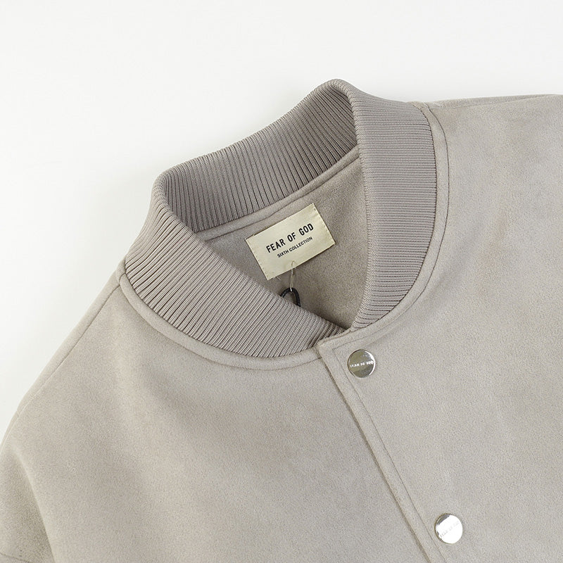Fear Of God 6th Collection Varsity Bomber Jacket – Gray Green / Black & Apricot / Black